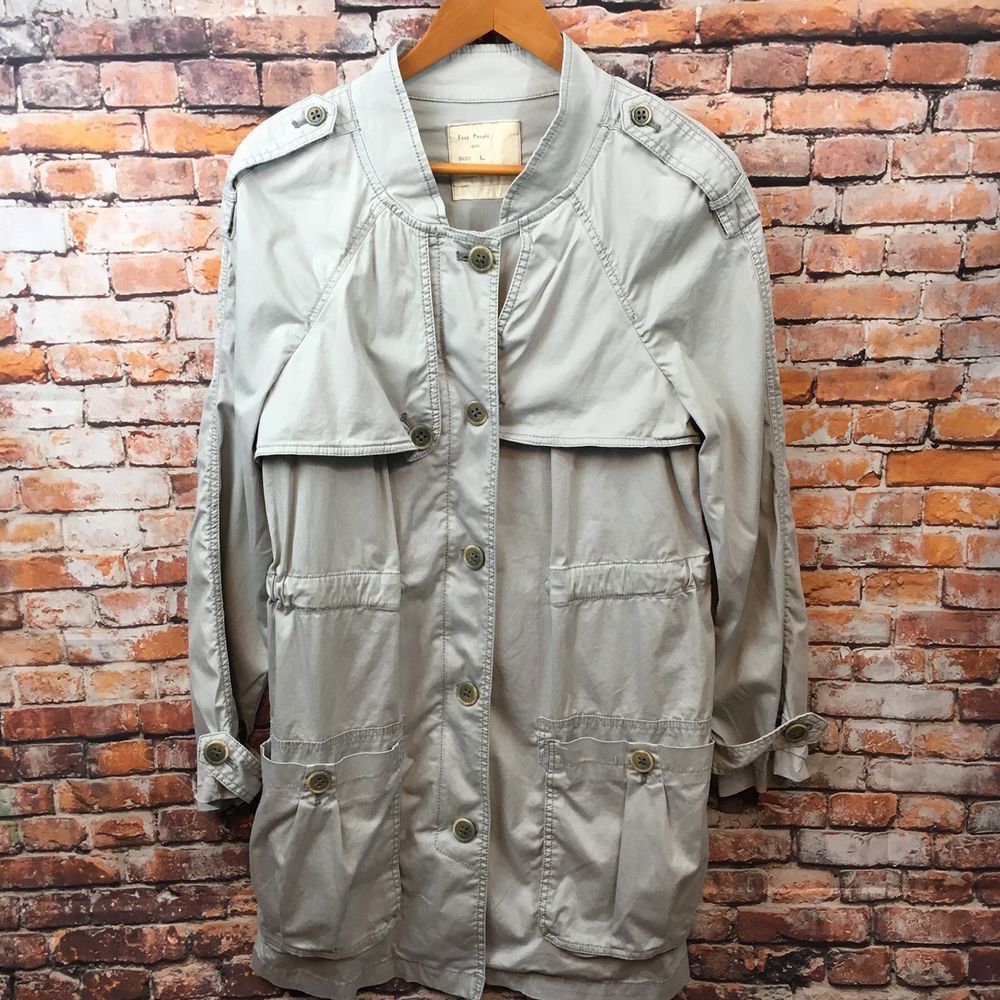 Free People Grey Large Trench Coat